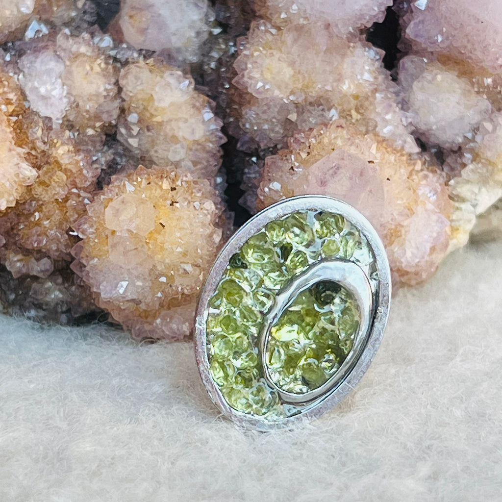 Inel reglabil peridot Abundance m2 3cm, druzy.ro, cristale 2