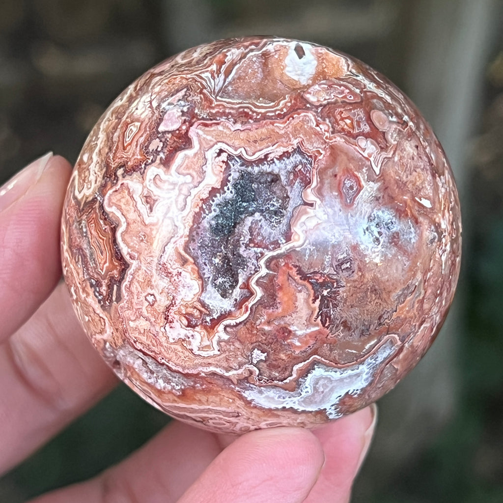 Sfera agat Crazy Lace | Model 15, pietre semipretioase - druzy.ro 2 