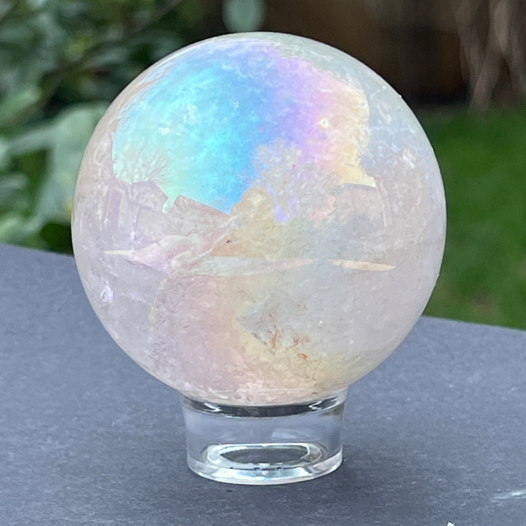 Sfera cuart roz aura model 4, pietre semipretioase - druzy.ro 4 
