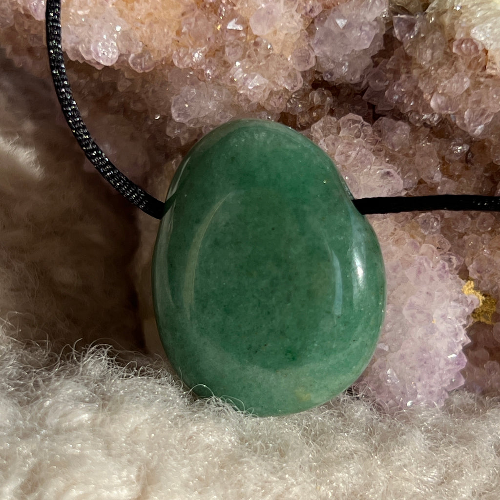 Colier pandantiv aventurin verde DROP, pietre semipretioase - druzy.ro 5 
