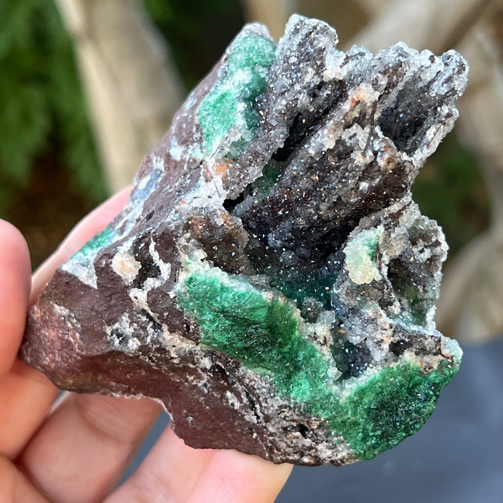 Malachit & dolomit in matrix cuart, cupru din Congo model 1, druzy.ro, pietre semipretioase 1