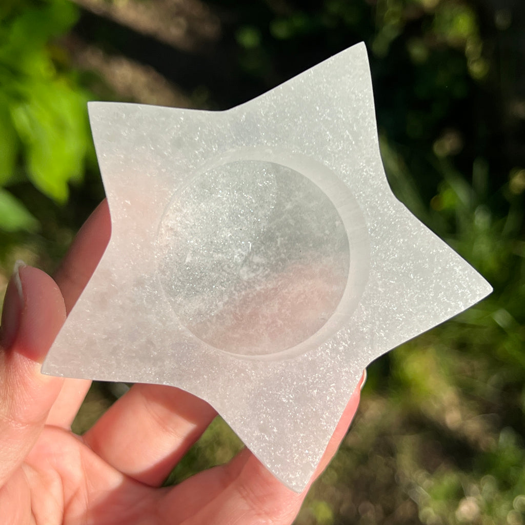 Suport lumanare selenit stea, pietre semipretioase - druzy.ro 2 