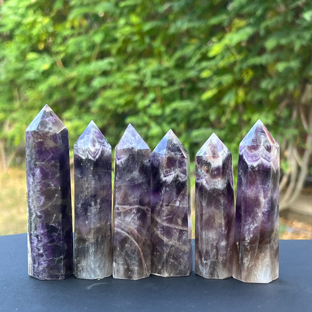 Obelisc ametist chevron 8-10 cm, druzy.ro, cristale 2