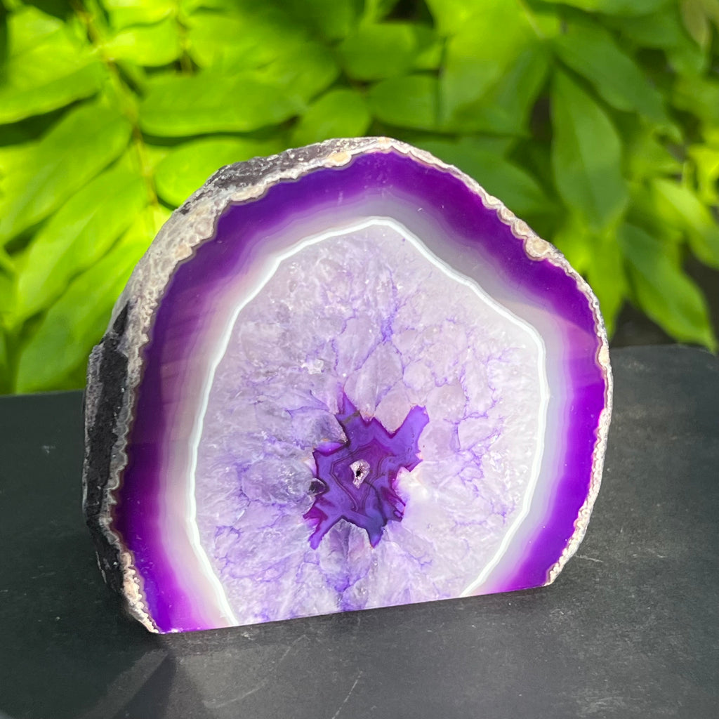 Suport lumanare din agat mov, bookend, suport carti, druzy.ro, pietre semipretioase 1