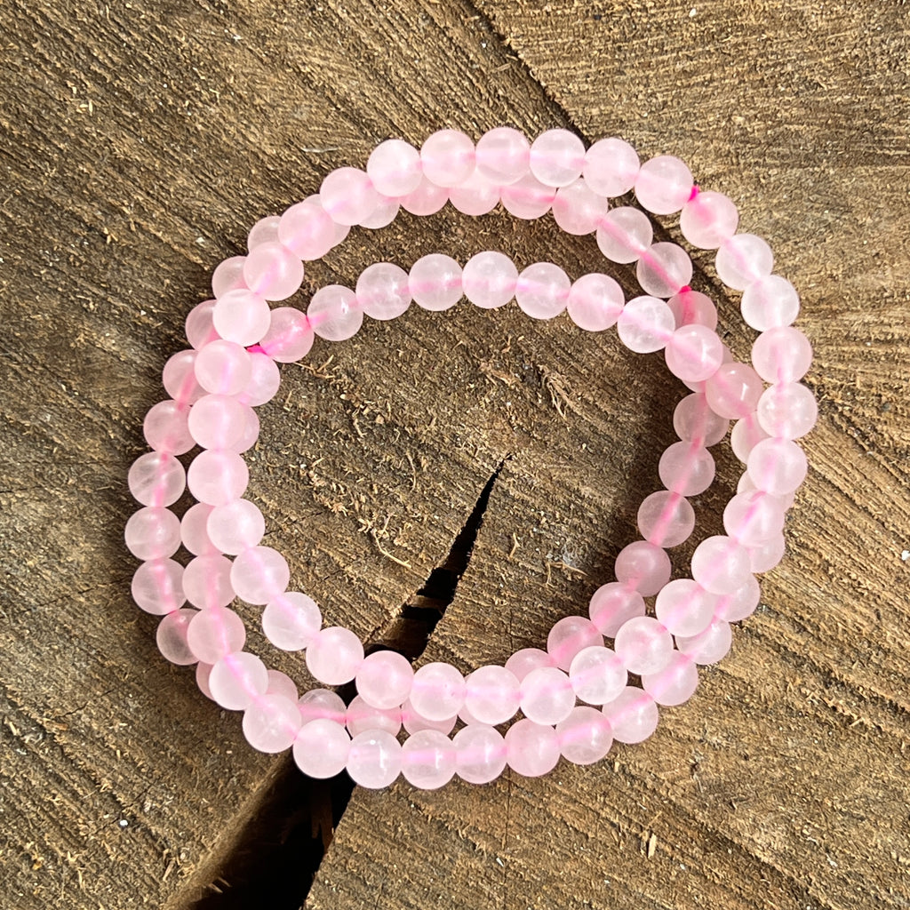 Bratara cuart roz mat 6 mm, pietre semipretioase - druzy.ro 1 