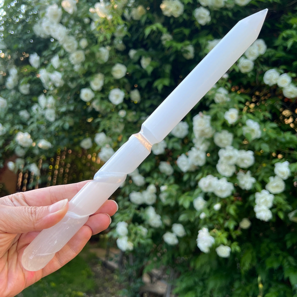Bagheta selenit rod 30 cm, pietre semipretioase - druzy.ro 1 