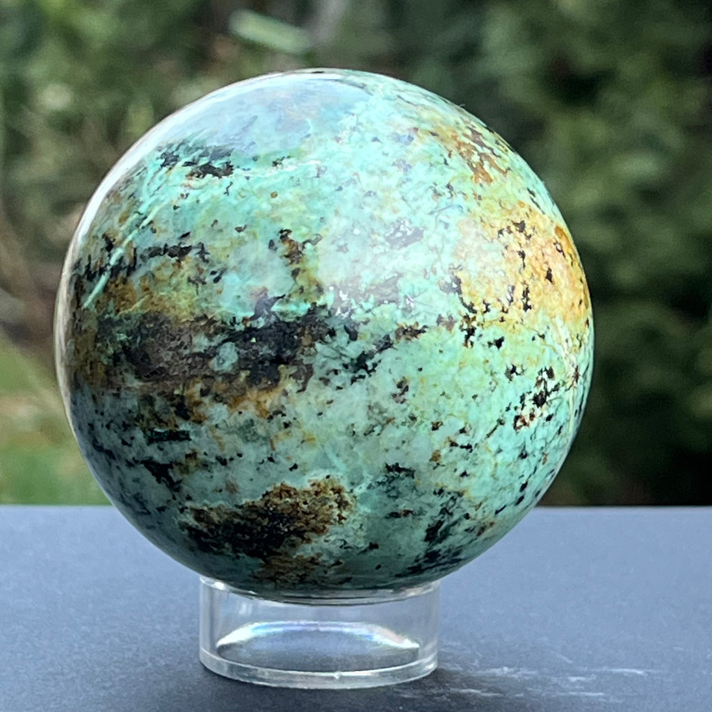 Sfera 7 cm crisocola mina Messina, Congo, model 2, druzy.ro, cristale 8
