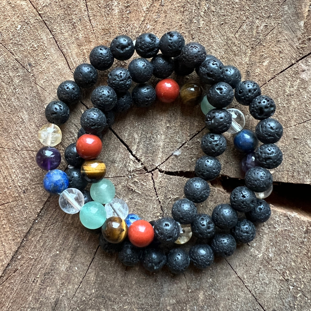 Bratara bazalt 7 chakre sfere 8 mm, pietre semipretioase - druzy.ro 2 