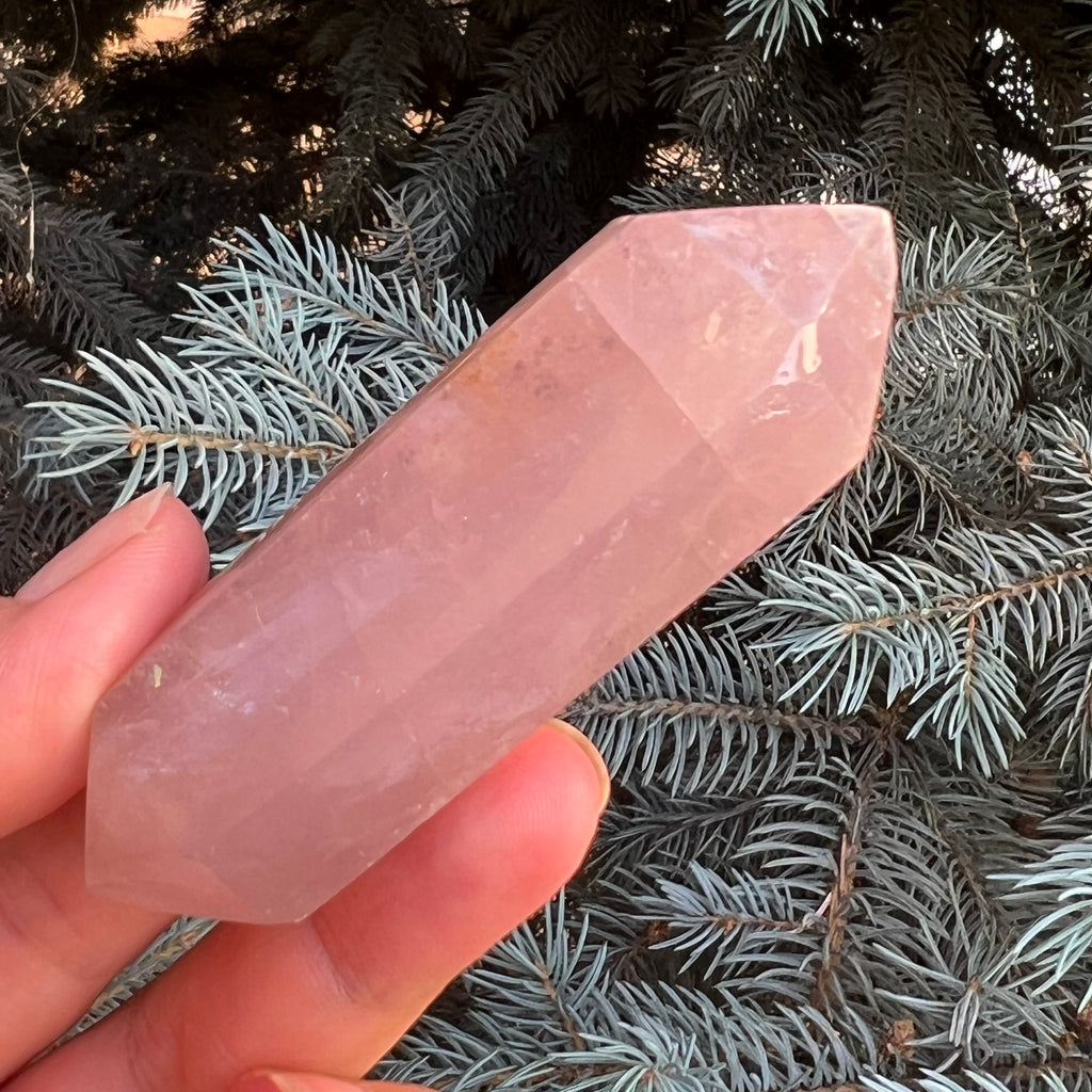Dublu varf cuart roz model 5 din Madagascar, pietre semipretioase - druzy.ro 6
