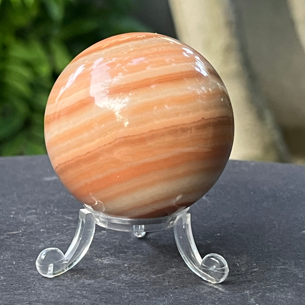 Sferă de onix portocaliu dungat  | Model 2, pietre semipretioase - druzy.ro 4 
