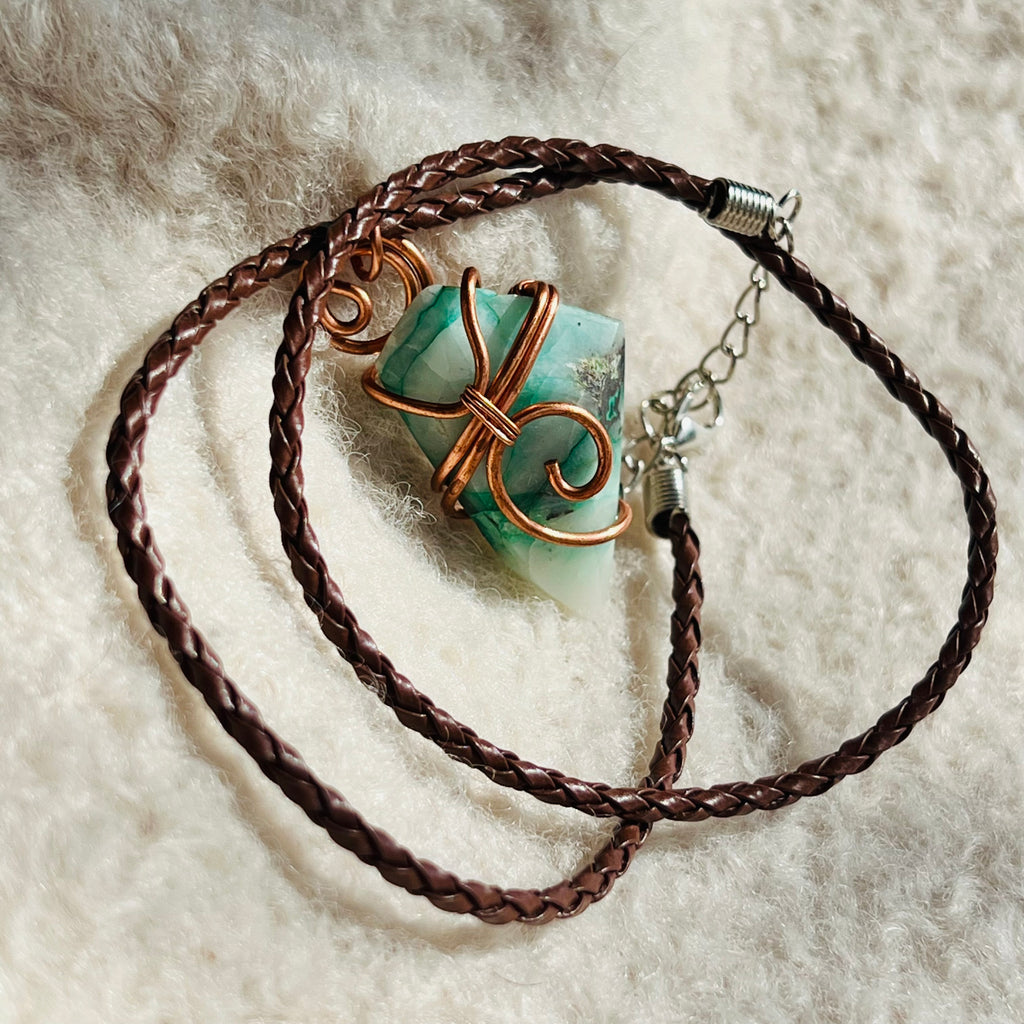 Colier pandantiv ajoit in cupru/artistic wire m1, druzy.ro, cristale 3