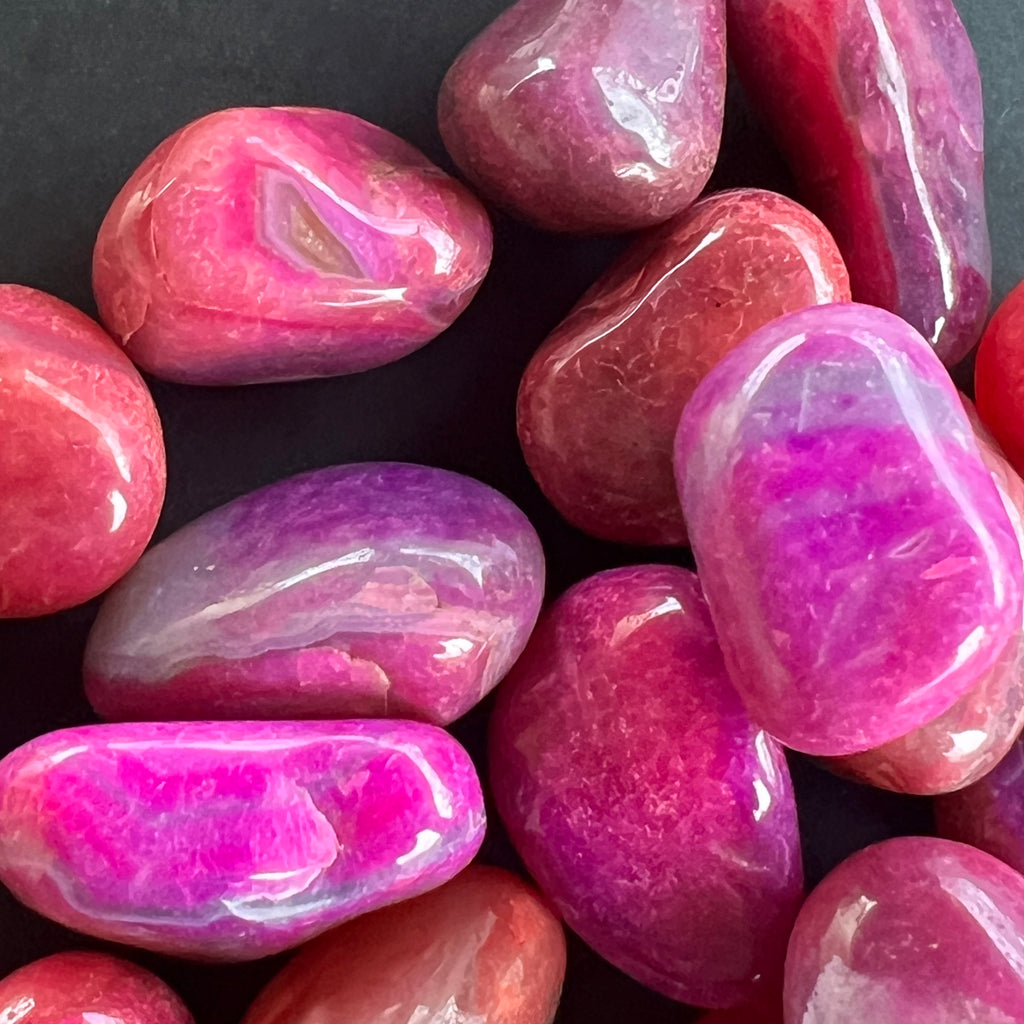 Piatra rulata, palmstone agat roz, druzy.ro, cristale 6