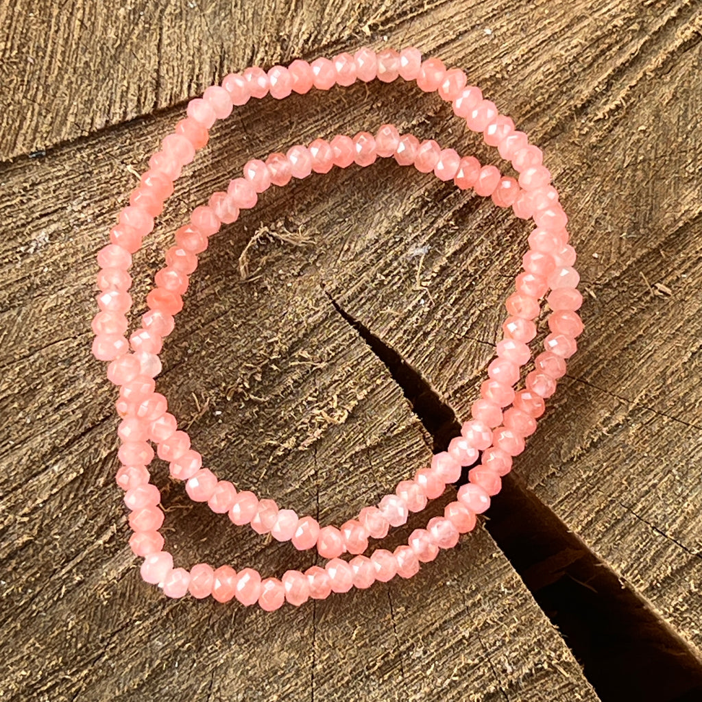 Bratara fatetata discuri agat roz 4 mm, pietre semipretioase - druzy.ro 1 