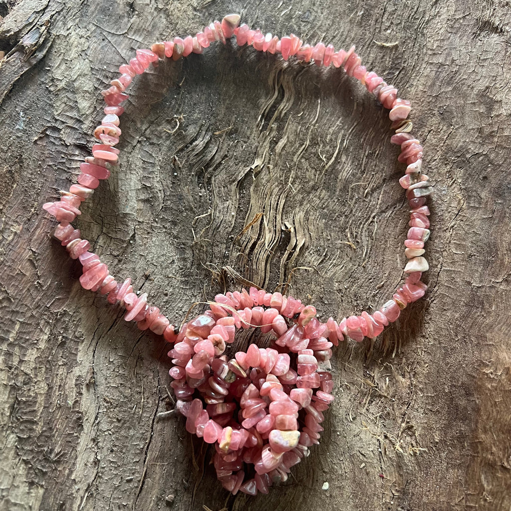 Colier lung chipsuri rodocrozit, druzy.ro, pietre semipretioase 1