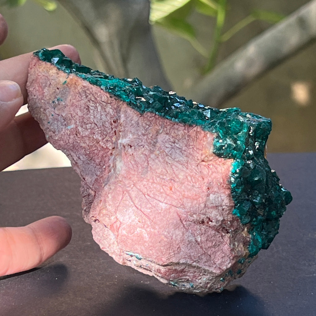 Dioptaz cu malachit cluster din Congo model 43, pietre semipretioase - druzy.ro 8 