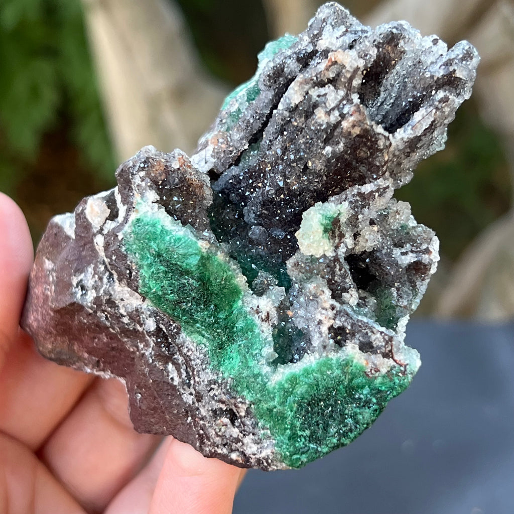 Malachit & dolomit in matrix cuart, cupru din Congo model 1, druzy.ro, pietre semipretioase 2