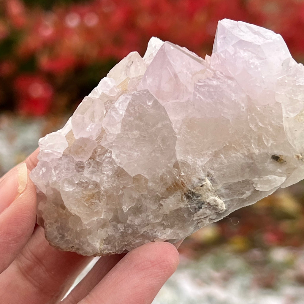 Cluster cuart cactus / cuart spirit ametist liliac model 8A, druzy.ro, cristale 2