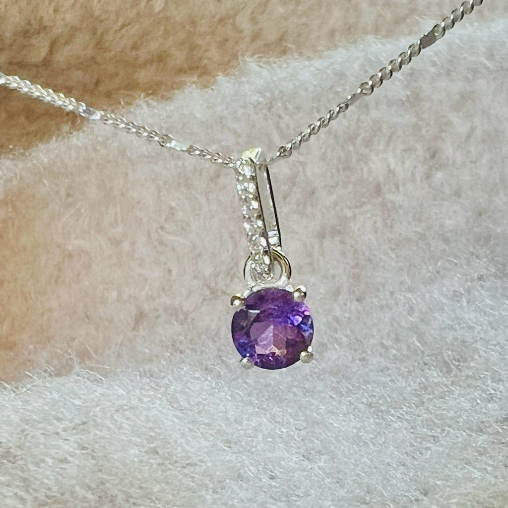 Pandantiv ametist, topaz alb din argint 6mm Round, druzy.ro, pietre semipretioase 1