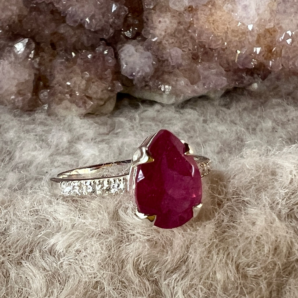 Inel rubin cu topaz din argint Pear 10 mm, pietre semipretioase - druzy.ro 3 