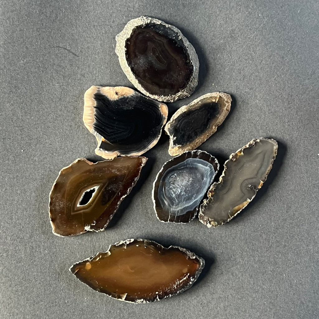 Felie agat negru S, pietre semipretioase - druzy.ro 1