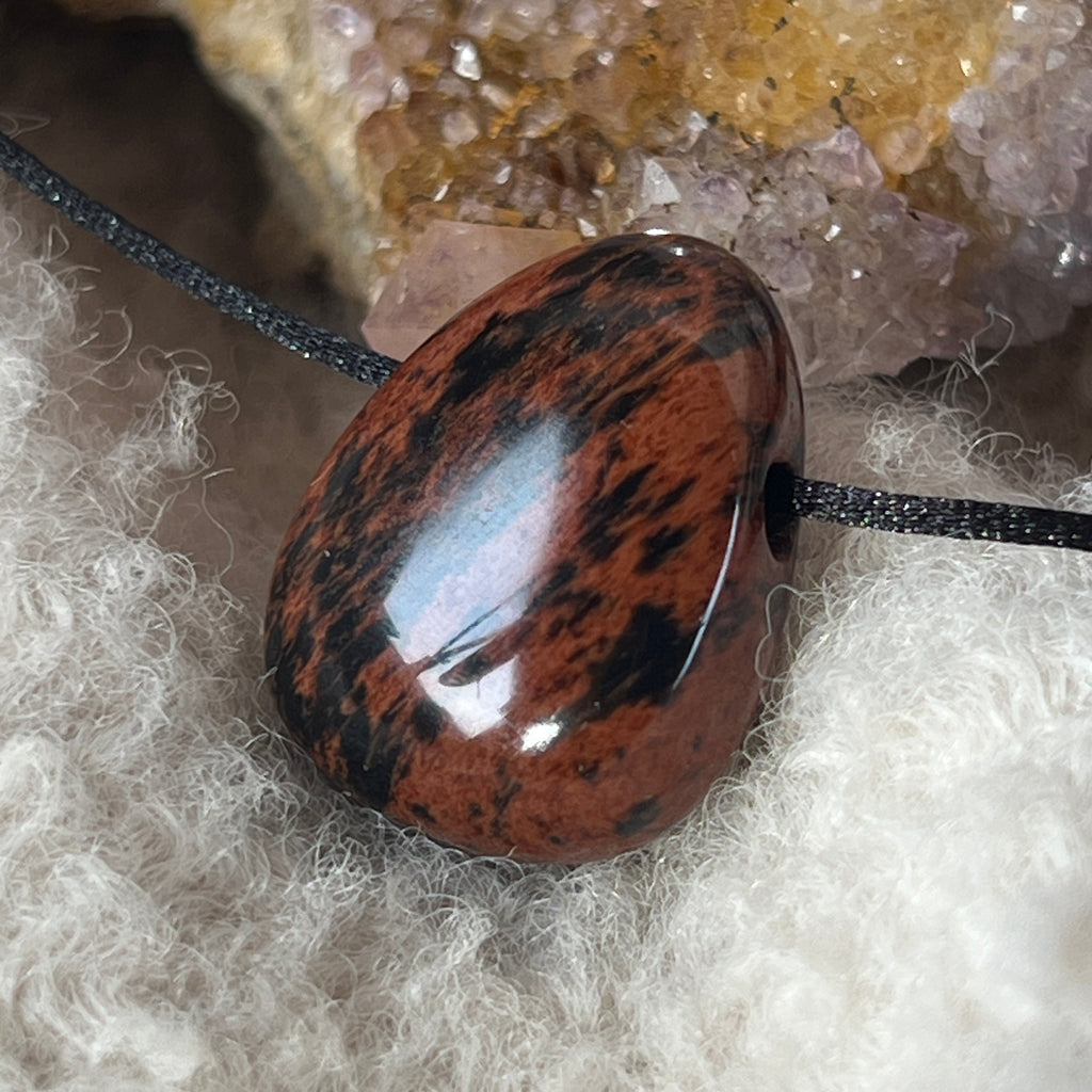 Colier pandantiv obsidian mahon DROP, pietre semipretioase - druzy.ro 2 
