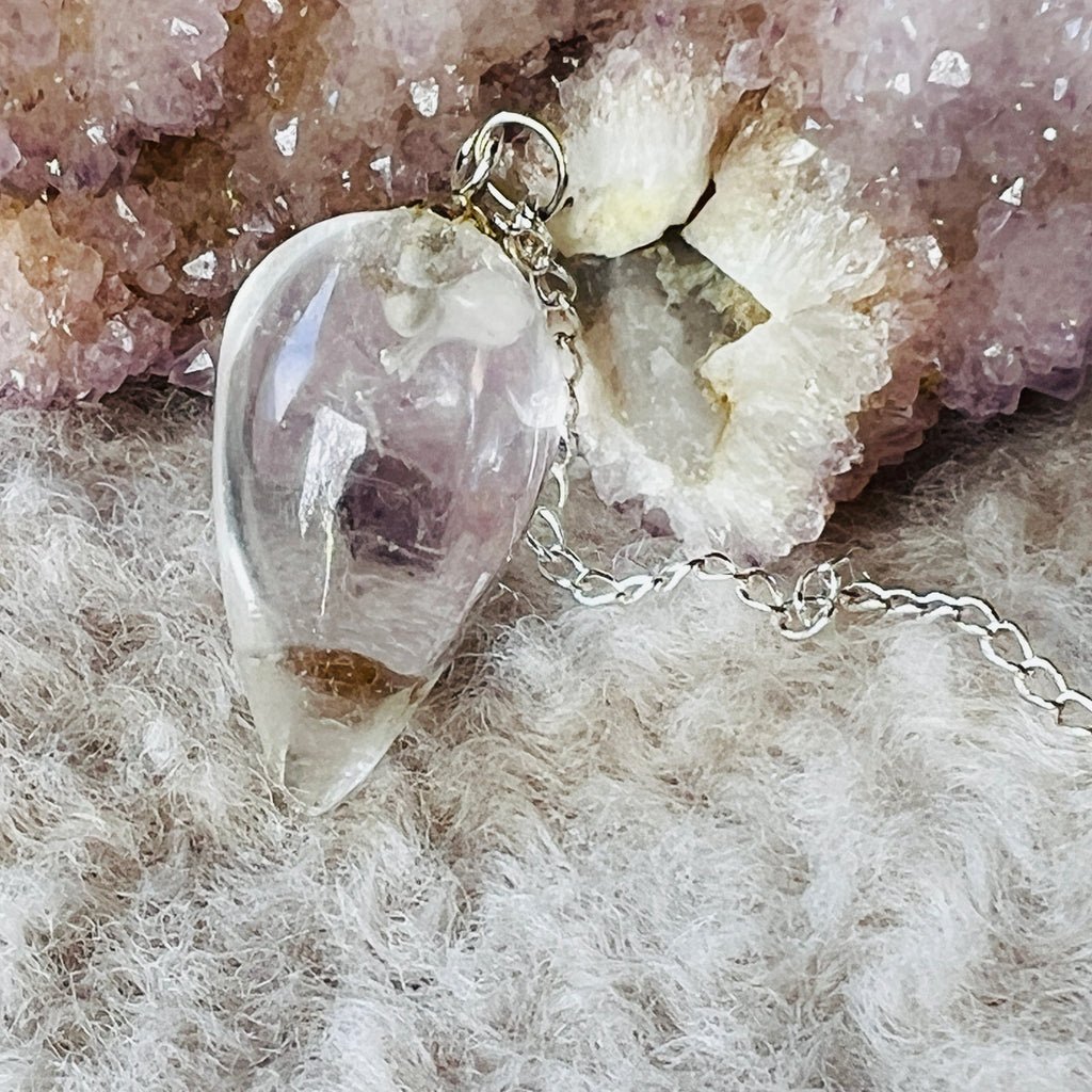 Pendul cuart "drop" cu bila de cristal, pietre semipretioase - druzy.ro 4 