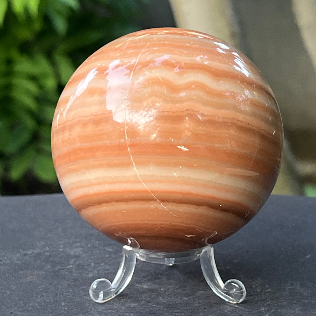 Sferă de onix portocaliu dungat  | Model 5, pietre semipretioase - druzy.ro 3 