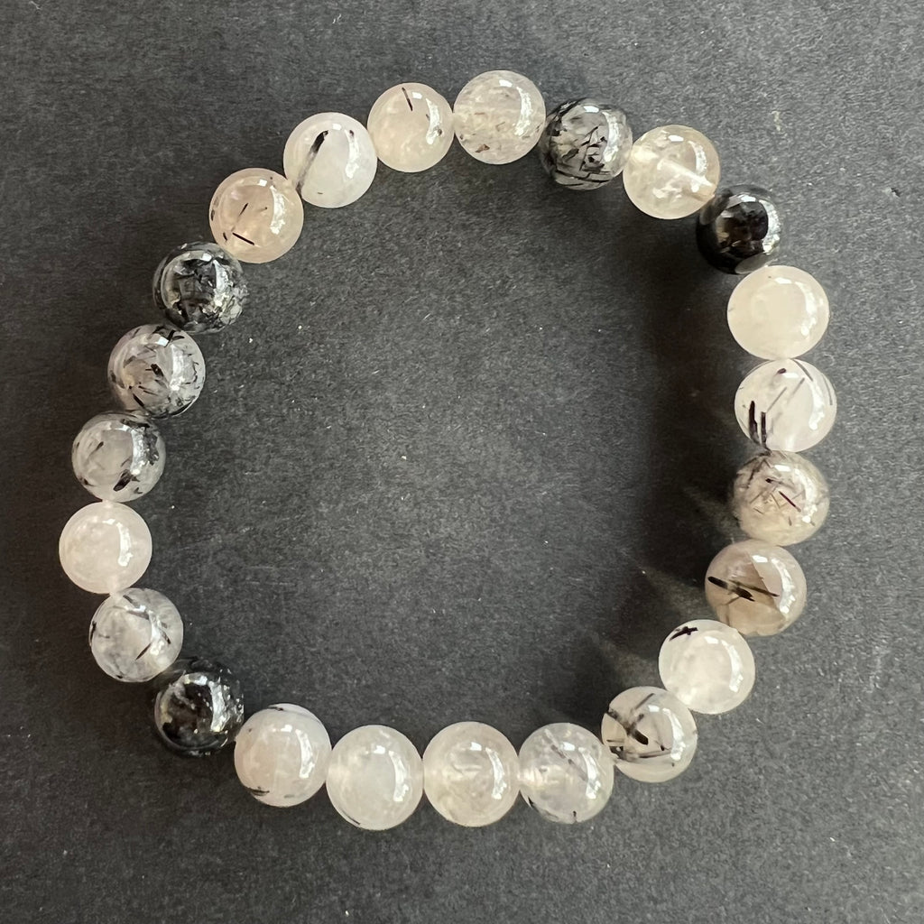 Bratara turmalina neagra in cuart 8 mm, druzy.ro, cristale 5