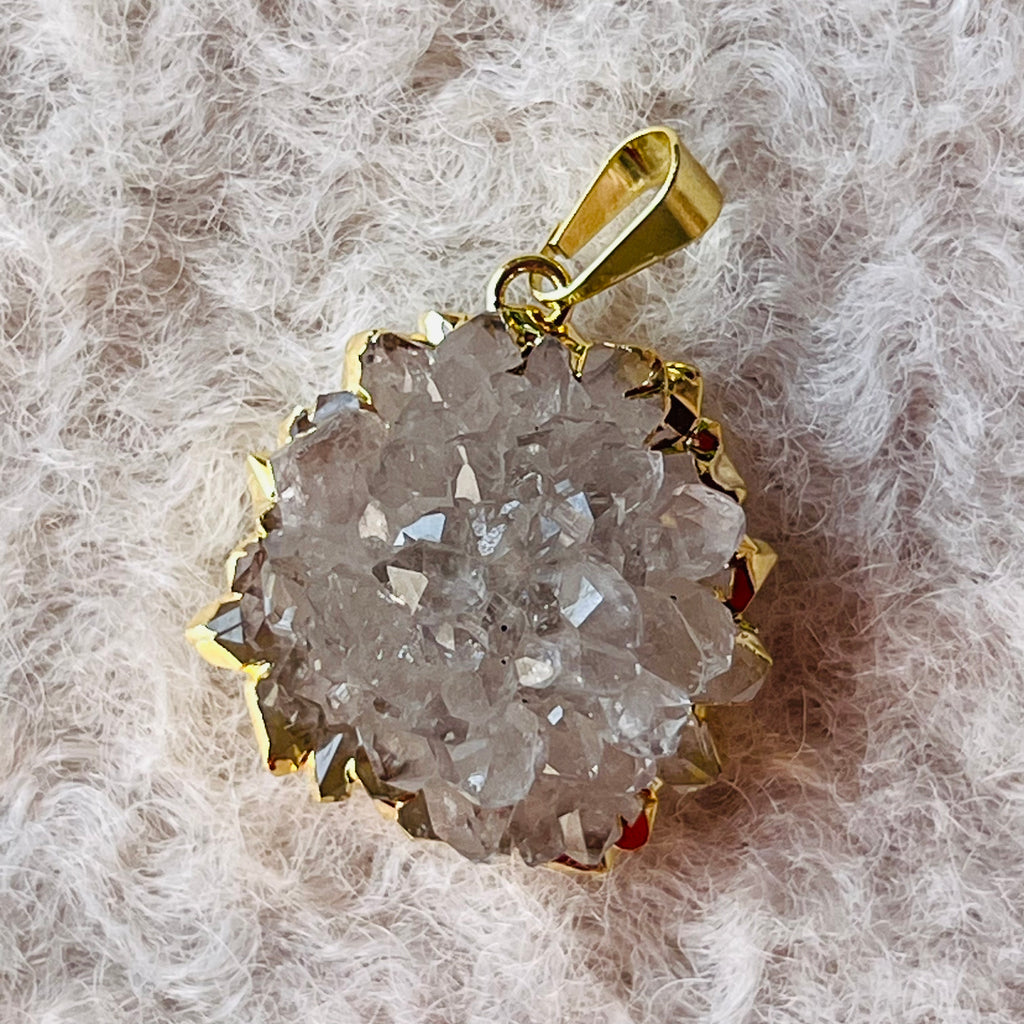 Pandantiv placat cu aur ametist stalactit druzy Uruguay model 5, druzy.ro, cristale 1