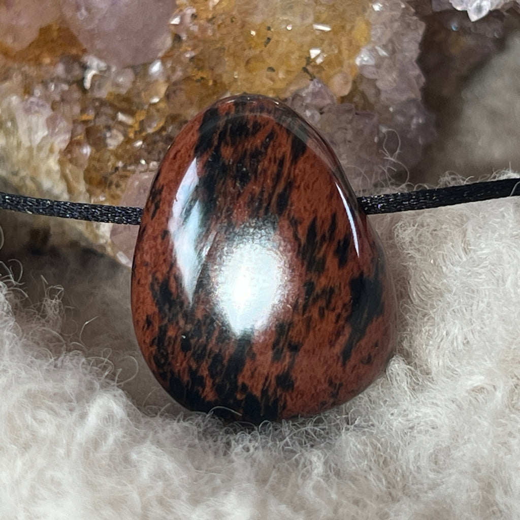 Colier pandantiv obsidian mahon DROP, pietre semipretioase - druzy.ro 1 