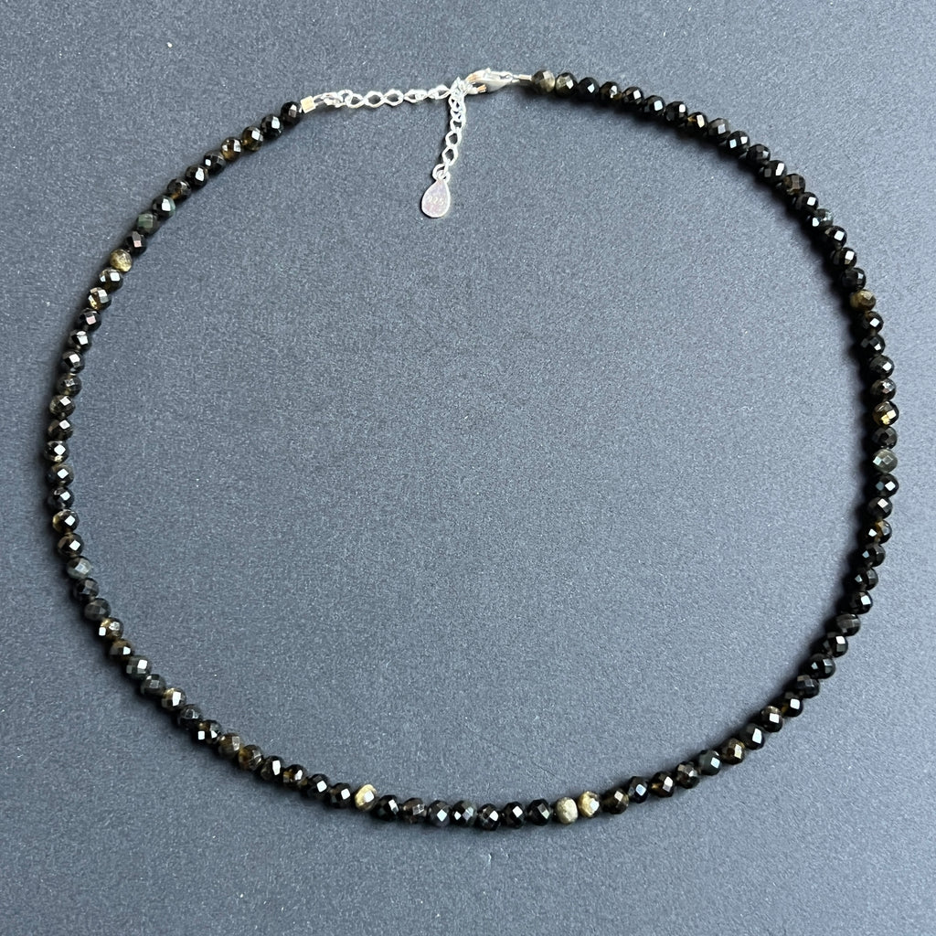 Colier obsidian auriu fațetat Silence#89, pietre semipretioase - druzy.ro 1 