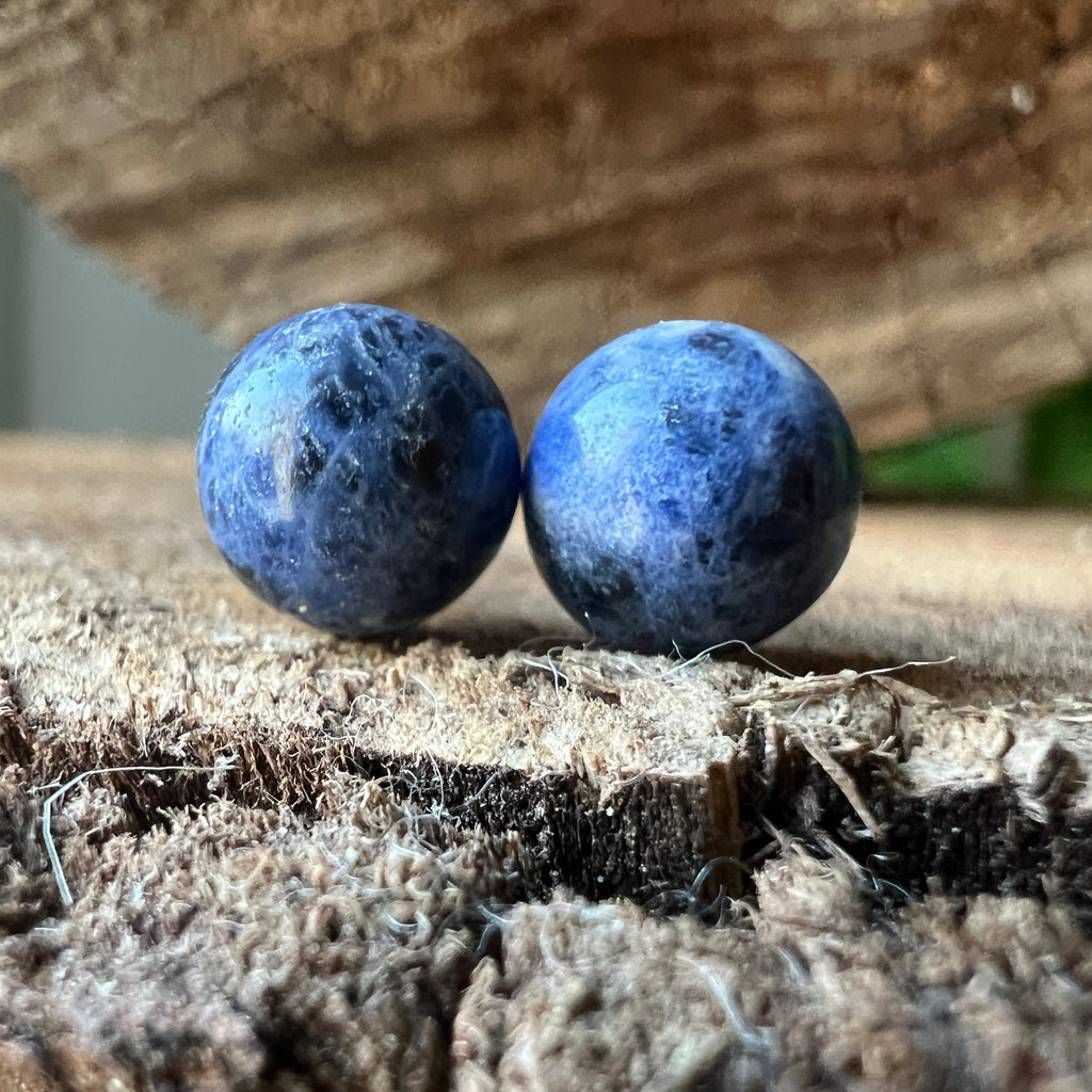 Cercei stud sfere sodalit 8 mm, pietre semipretioase - druzy.ro 1 