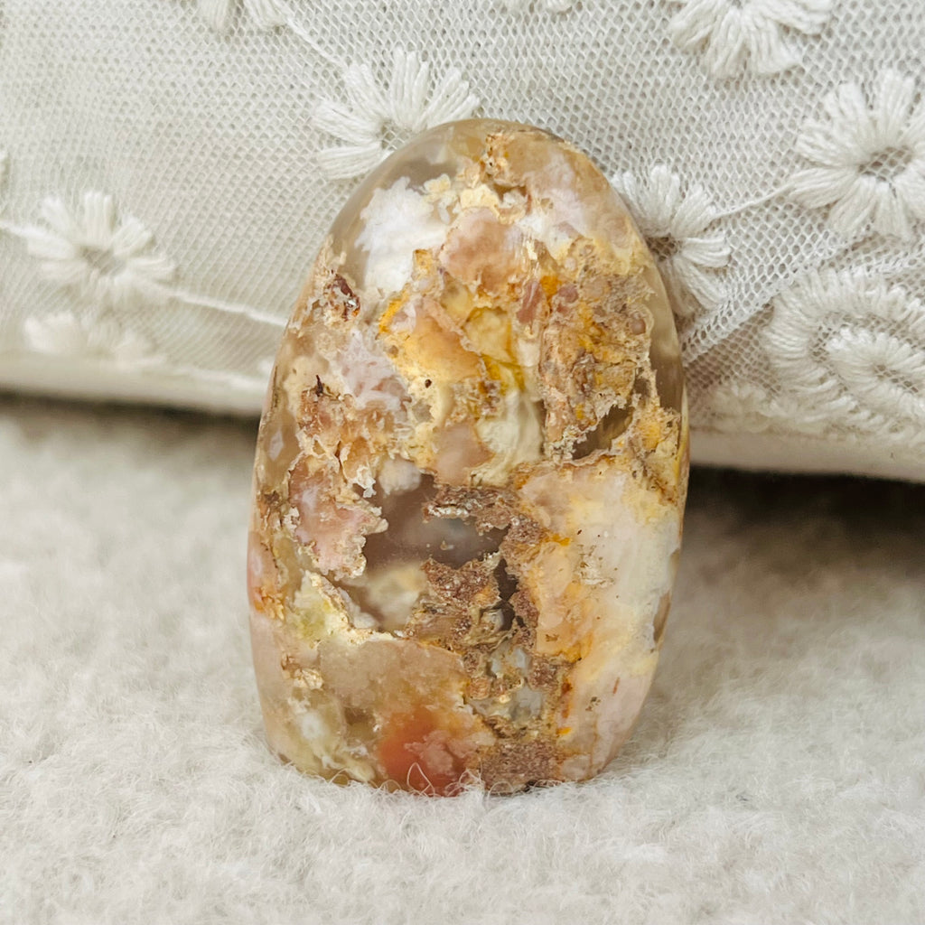 Agat coral floare mini structura forma libera model 6, druzy.ro, cristale 2