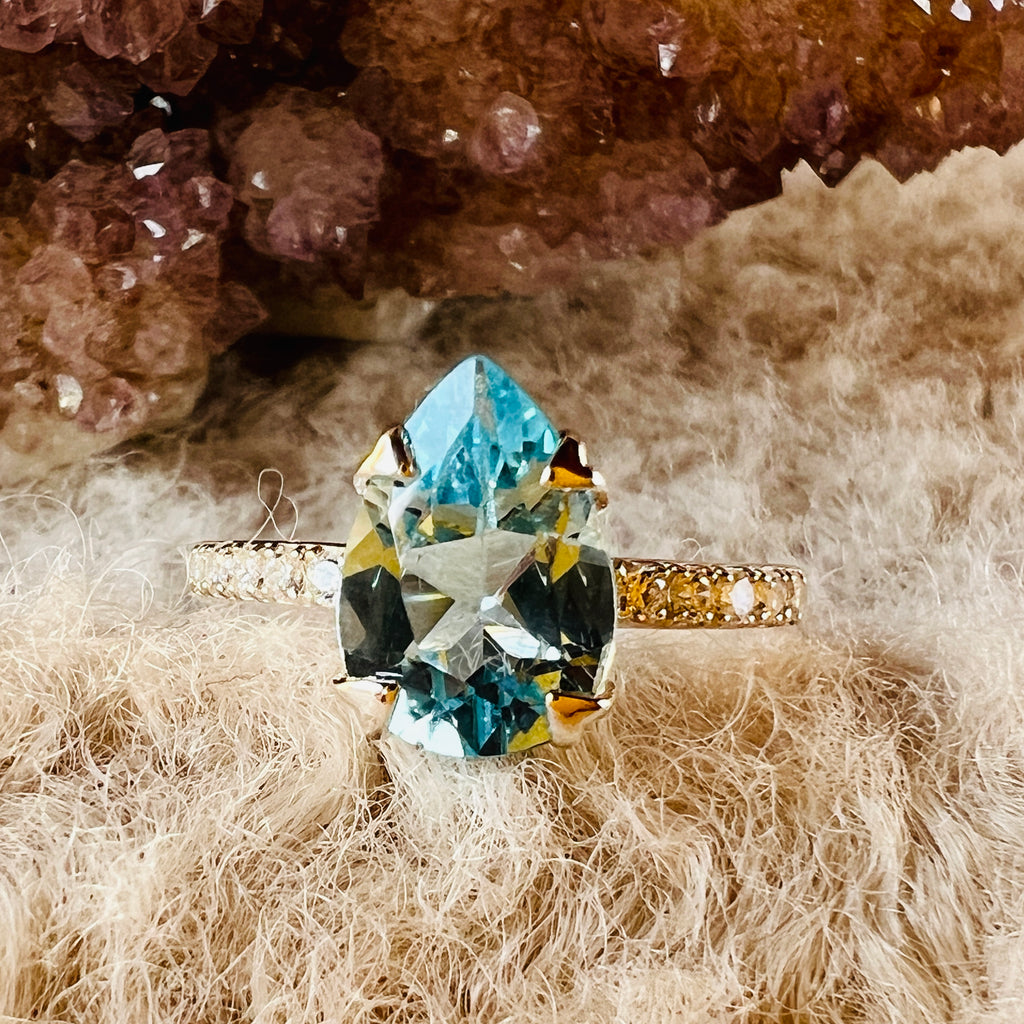Inel topaz albastru din argint Pear 10 mm, pietre semipretioase - druzy.ro 2 