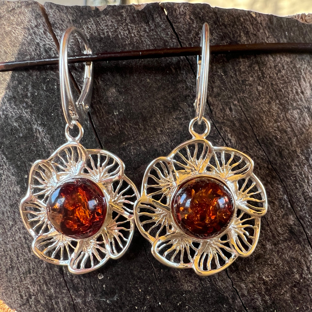 Cercei argint cu chihlimbar Amber16, pietre semipretioase - druzy.ro 1 