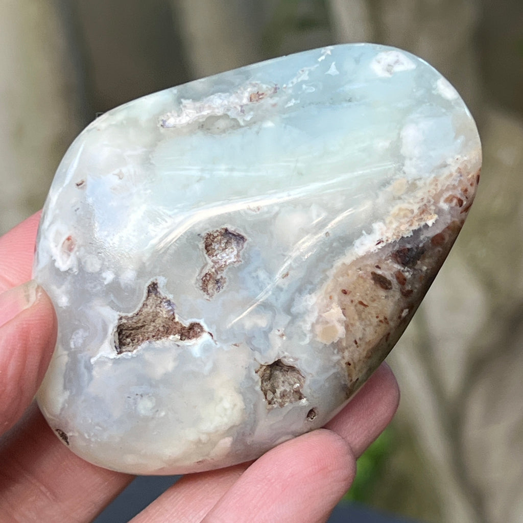 Palmstone calcedonie cu crom albastru-verzuie din Zimbabwe | Model 7, pietre semipretioase - druzy.ro 2 