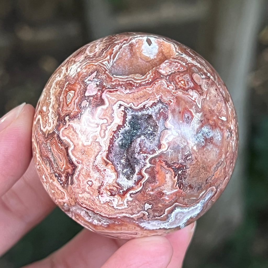 Sfera agat Crazy Lace | Model 15, pietre semipretioase - druzy.ro 1 