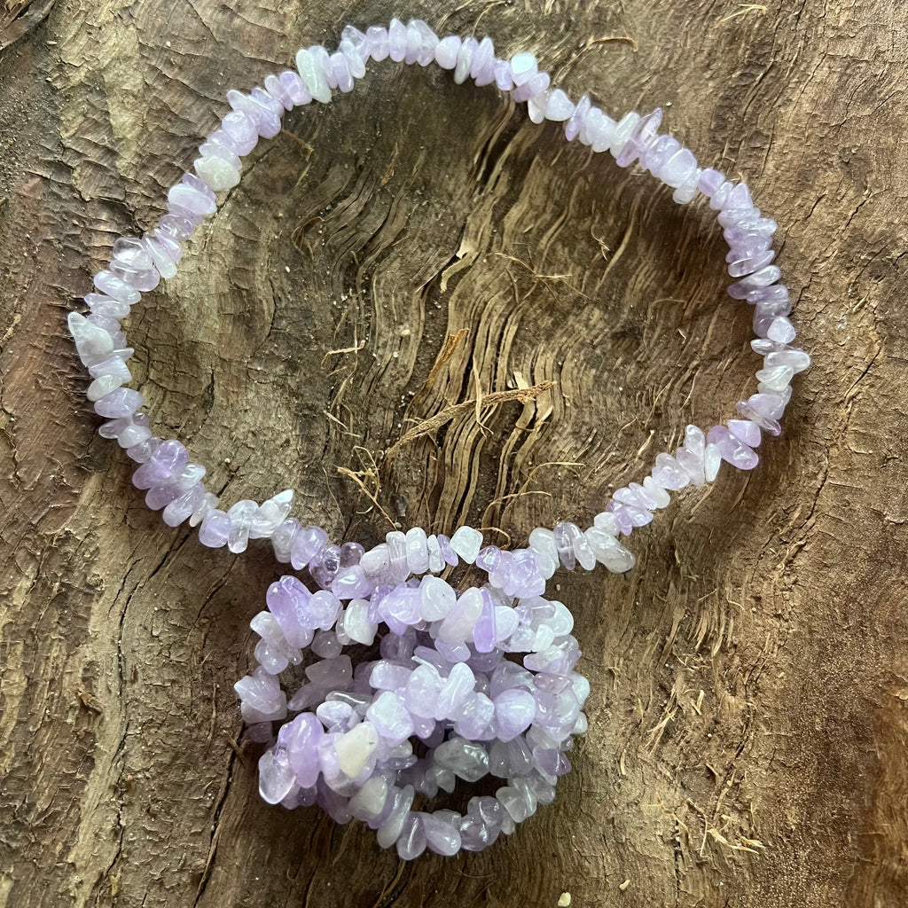 Colier lung chipsuri ametist lavanda, druzy.ro, pietre semipretioase 4