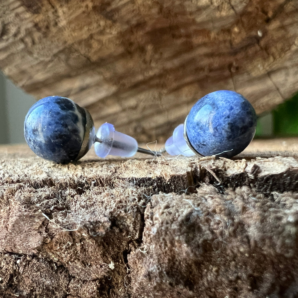 Cercei stud sfere sodalit 8 mm, pietre semipretioase - druzy.ro 2 