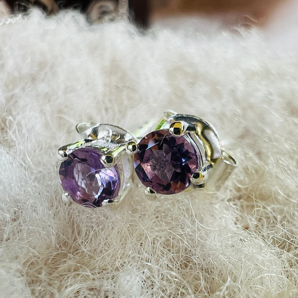Cercei stud ametist argint 4 mm Round, druzy.ro, pietre semipretioase 4