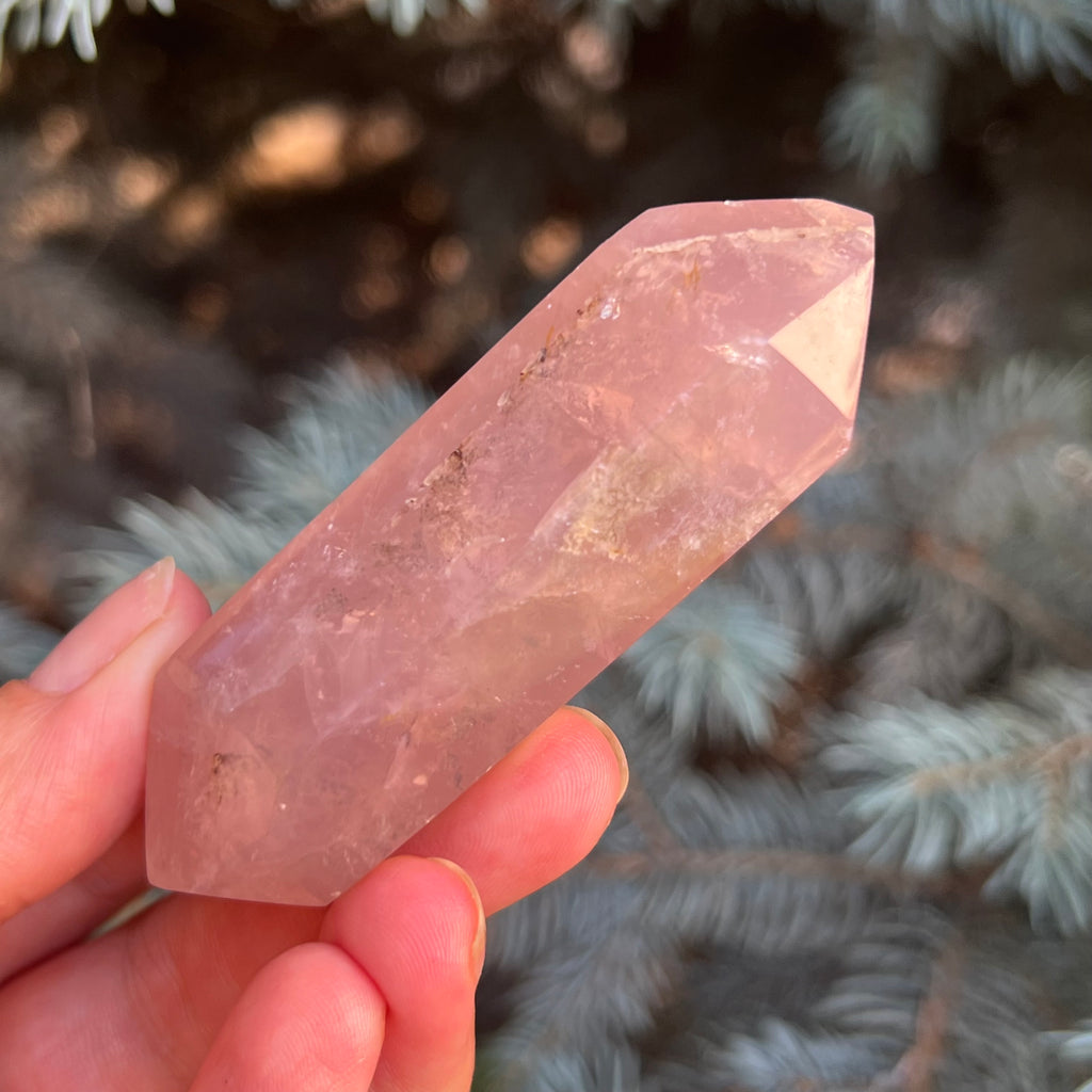 Dublu varf cuart roz model 5 din Madagascar, pietre semipretioase - druzy.ro 2