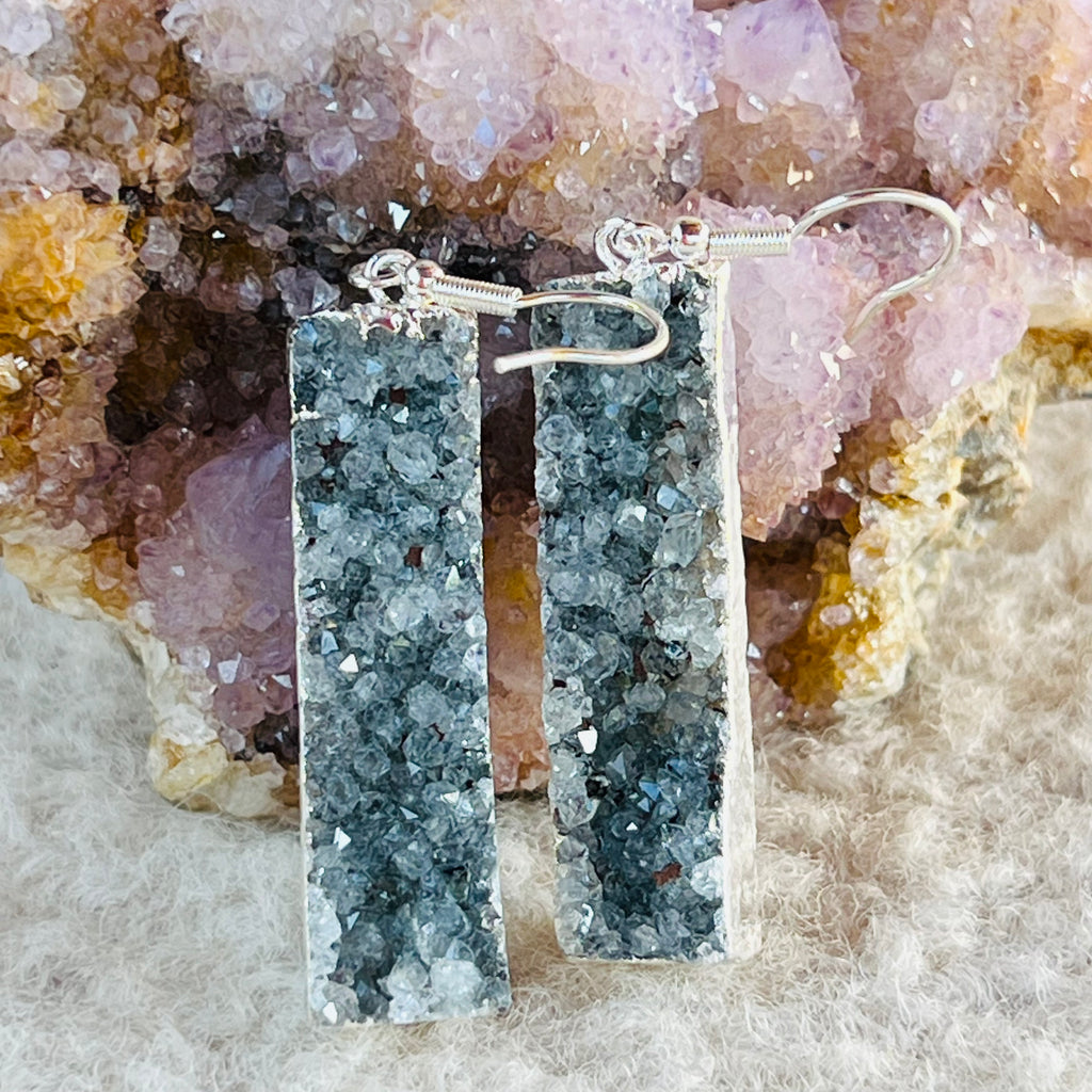 Cercei felii agat druzy placati cu argint din Brazilia model 3, druzy.ro, cristale 1