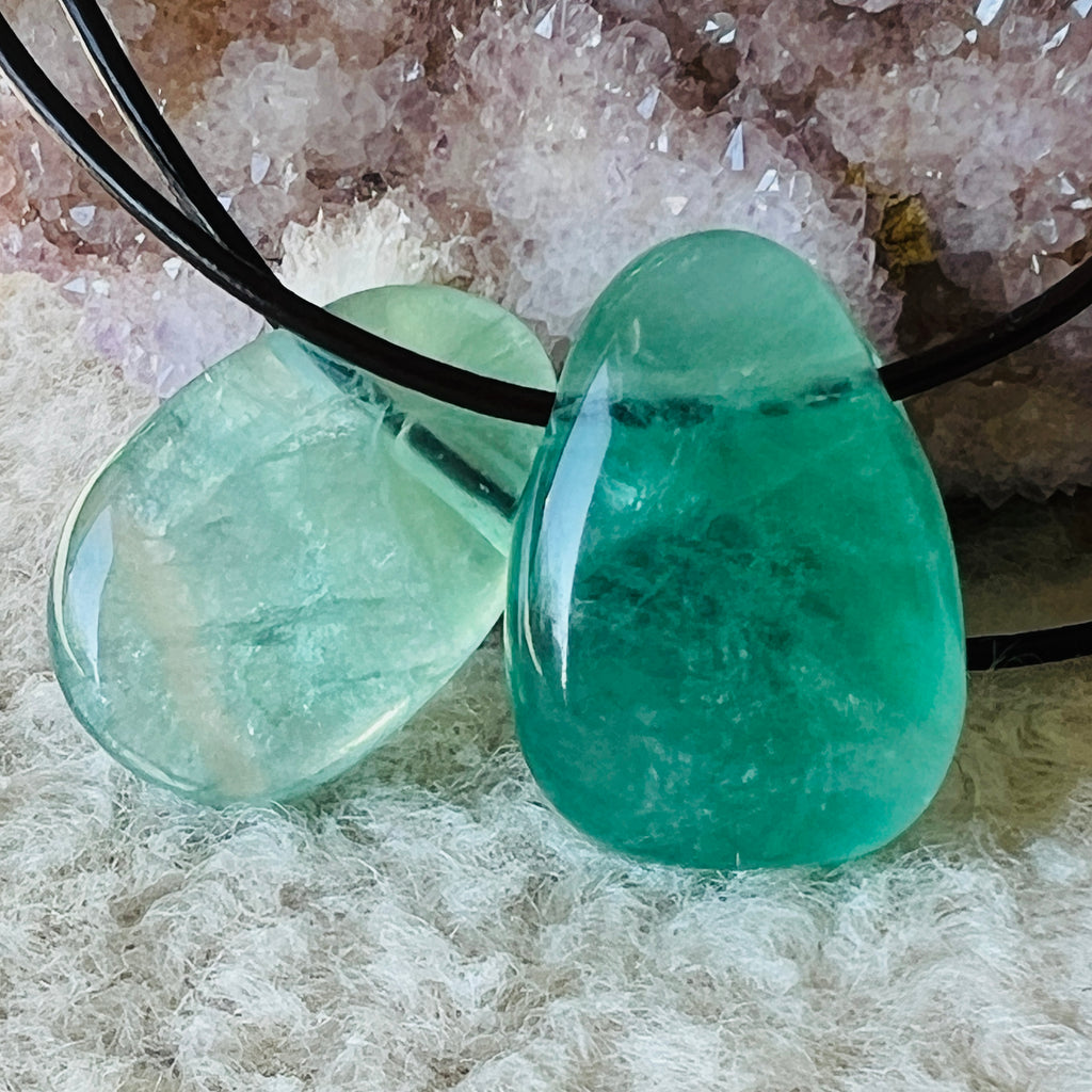 Colier pandantiv fluorit verde DROP, pietre semipretioase - druzy.ro 2 