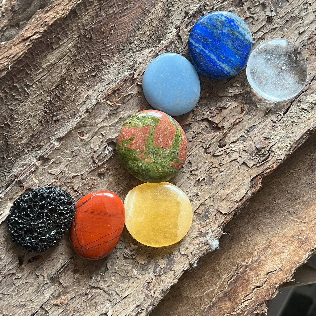 Set 7 chakre palmstones pietre meditatie m1, druzy.ro, pietre semipretioase 1