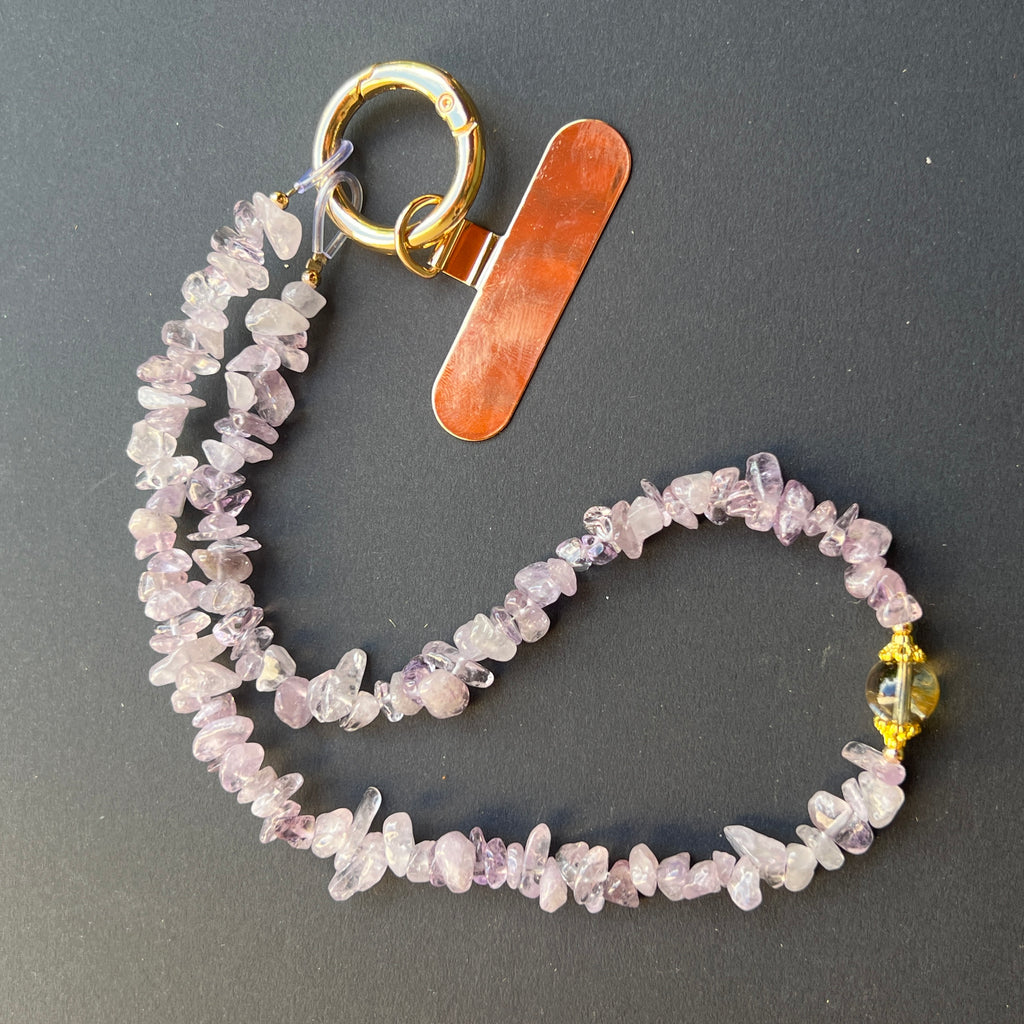 Lanț pentru telefon din ametist, pietre semipretioase - druzy.ro 2 