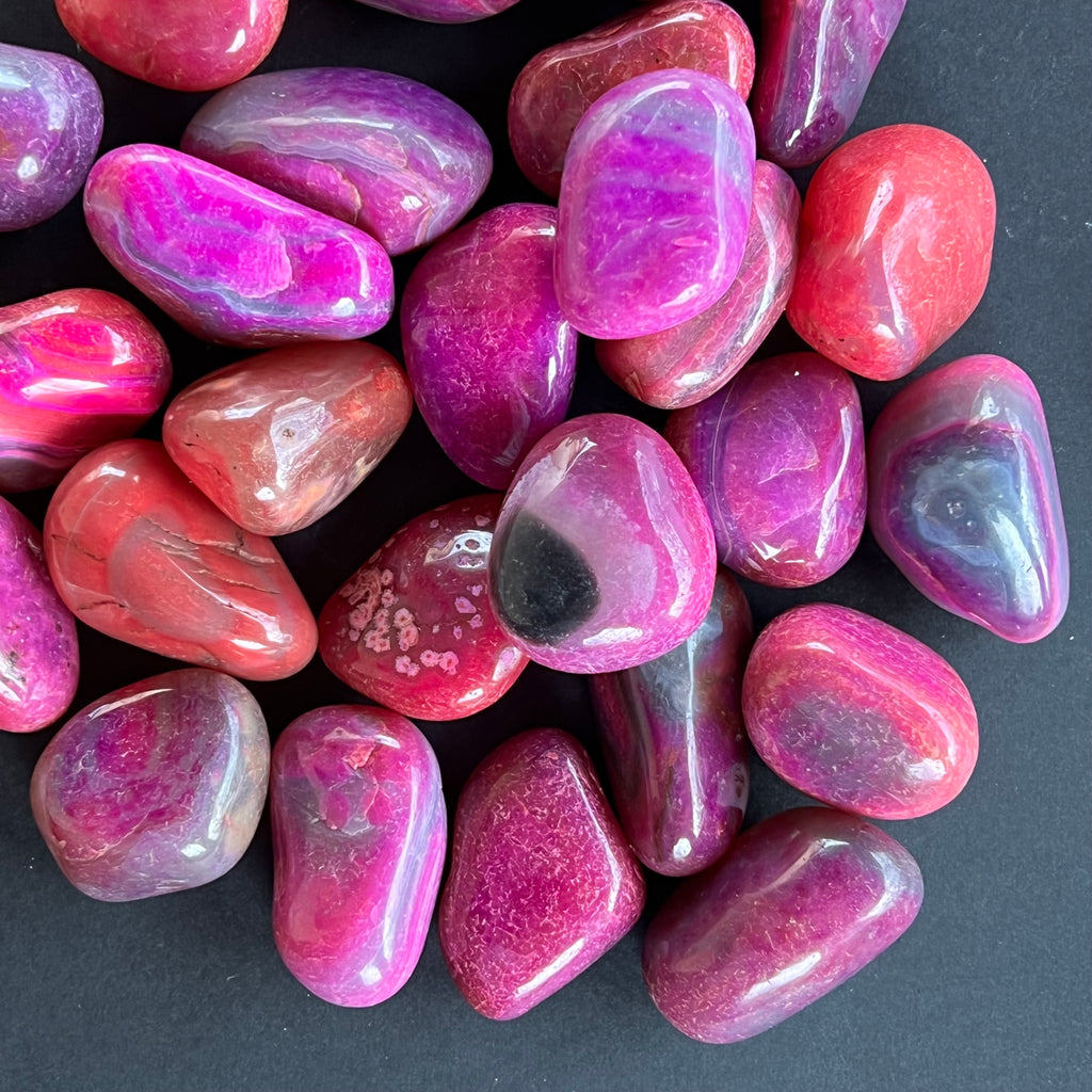 Piatra rulata, palmstone agat roz, druzy.ro, cristale 5