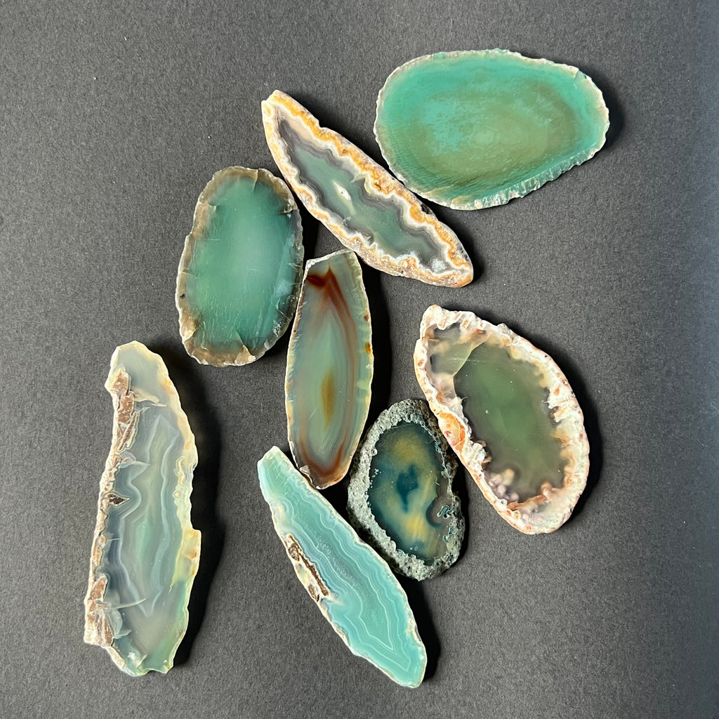 Felie agat fistic S, pietre semipretioase - druzy.ro 1