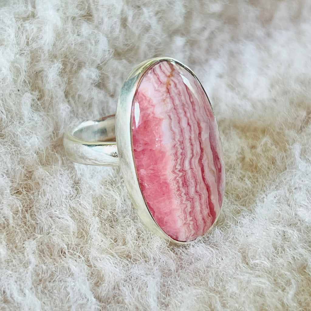 Inel ajustabil rodocrozit argint model 1, druzy.ro, pietre semipretioase 1