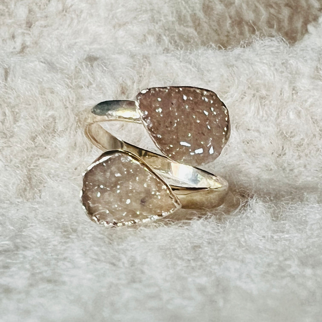 Inel reglabil agat druzy placat cu argint din Brazilia model 4, druzy.ro, cristale 1