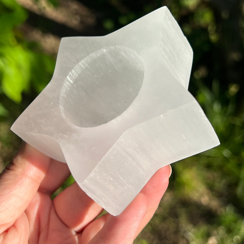 Suport lumanare selenit stea, pietre semipretioase - druzy.ro 4 
